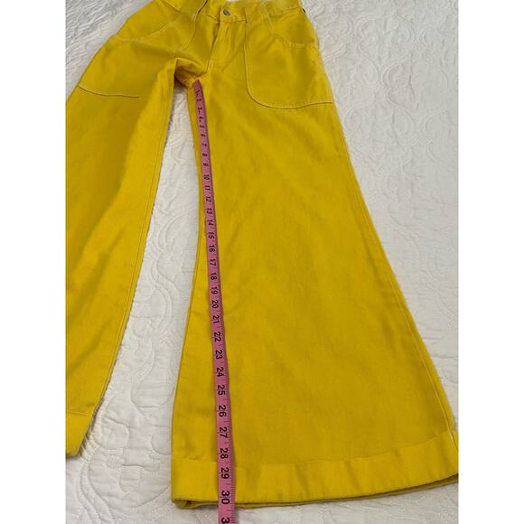 Unif High Rise Flare Leg Cuffed Yellow Pants Women’s Size 26 - Picture 10 of 12